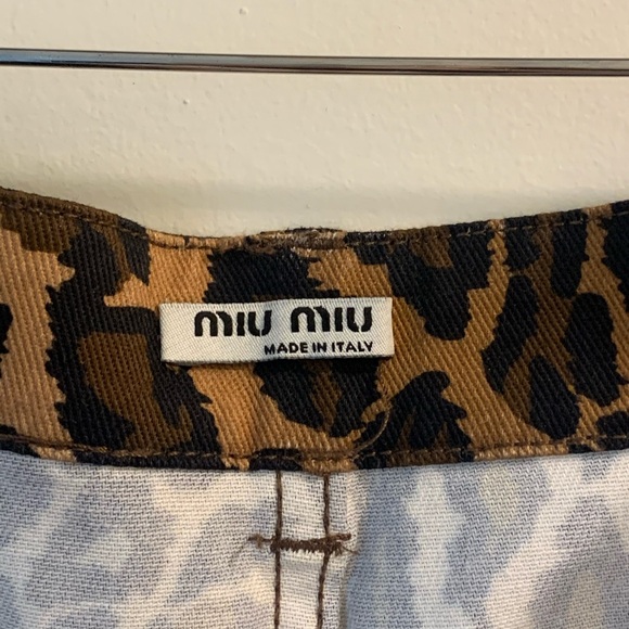 Miu Miu Leopard Print/Cat Applique A-Line Mini Skirt - Picture 8 of 10
